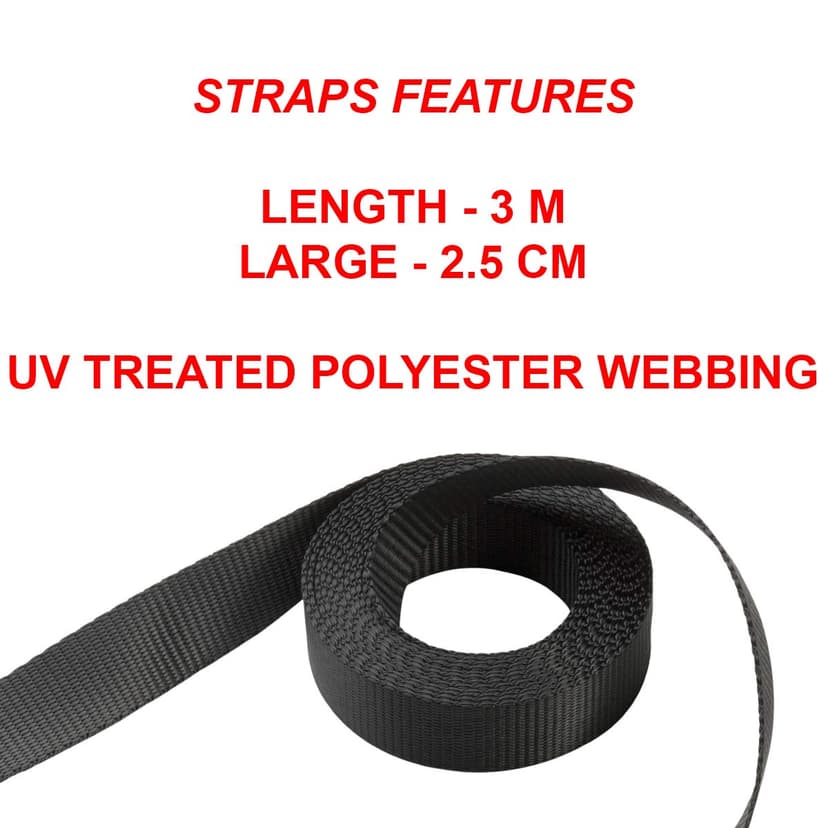 Master Lock 3238EURDAT Retractable Ratchet Tie Down Strap with S-Hooks, Black, 3m x 25mm Strap, Pack of 2 - 5