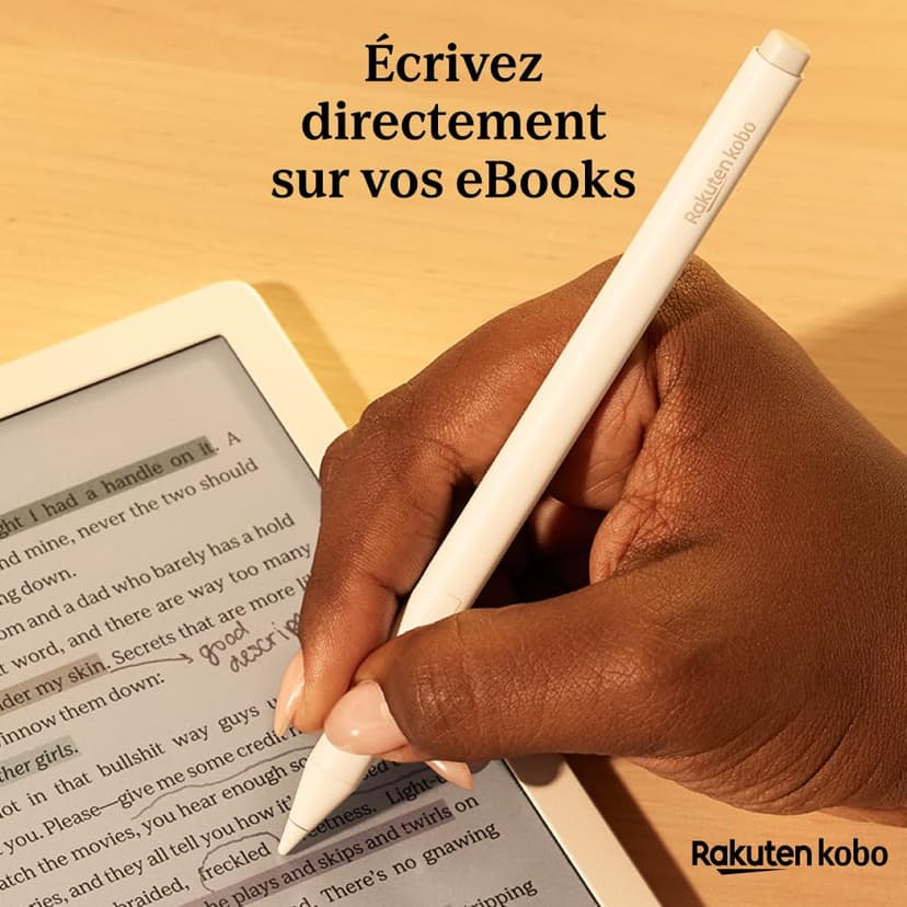 Kobo Stylus 2 | White | Mark Up, Write Notes and Make Highlights | Rechargeable via USB-C |Compatible with 7" Libra Colour eReader & Kobo Sage eReader - 6