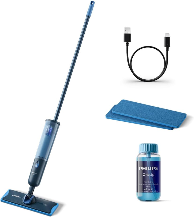 Philips OneUp 3000 Series Electric Mop - 2X Cleaner Floors², 2X Faster Mopping, Cordless With 360° Rotating Hinge, Washable Reusable Pads, Long-Lasting Battery (XV3101/01) - 1