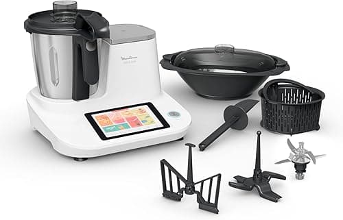 Moulinex Click & Cook HF506110 Food Processor with Integrated Kitchen Scale, 1400 W, Capacity 3.6 L, 32 Functions, 10 Automatic Programmes, Digital Touch Screen, Easy Operation