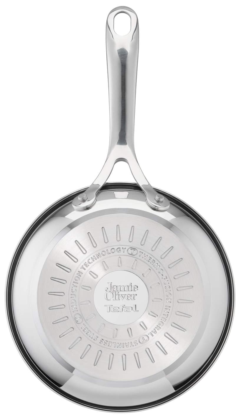 Jamie Olivers Cook's Direct Inox Batterie de cuisine 3 poêles 20/24/28 cm, Revêtement antiadhésif, Indicateur de cuisson, Poignée sûre rivetée, Induction E304S344 - 2