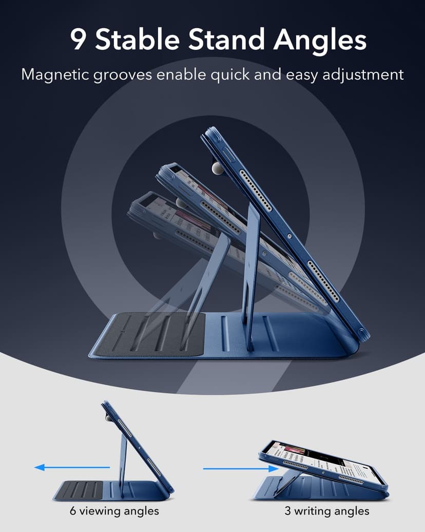 ESR Coque pour iPad Pro 13 Pouces M5/M4 (2025/2024) avec Coque Magnétique Amovible, Support Portrait/Paysage Réglable, 9 Angles de Position, Série Shift, Bleu - 7
