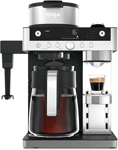 Ninja Prestige 2-in-1 Coffee Maker with Built-in Milk Frother for Filter Coffee and Capsules, Make Lattes, Iced Coffee and Flat Whites, Black CFN802EU