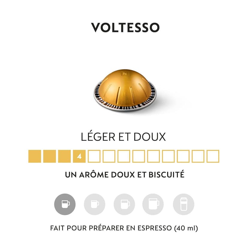 Nespresso Vertuo Voltesso 100 Coffee Capsules Intensity 4 for Espresso 40 ml (10 Packs of 10) - 2