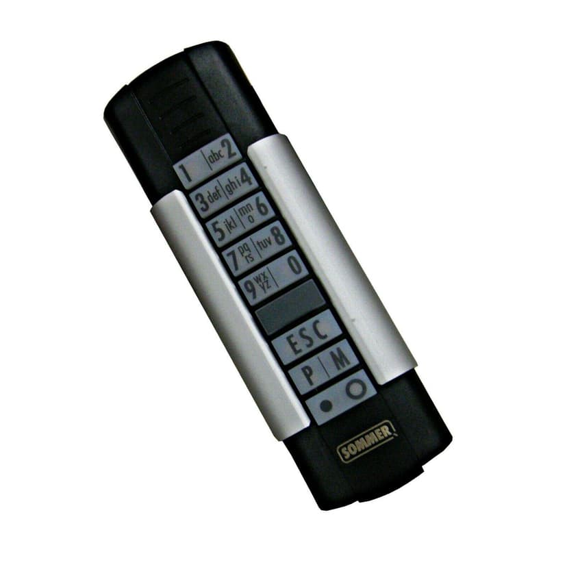 SOMMER Telecody+ handheld transmitter 868.95 MHz 12 command for SOMMER Gate Openers, S10212-00001, Black/Silver - 2