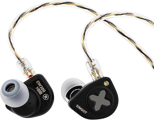Linsoul SIMGOT EW300 1DD+1Planar+1PZT Hybrid Driver In Ear Monitor, Wired Earbuds IEM, Gaming Earbuds with Detachable Nozzles, Silver-Plated OFC IEM Cable (HBB Edition)