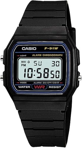 CASIO STANDARD DIGITAL WATCH WITH LED-LIGHT F-91W-1JF