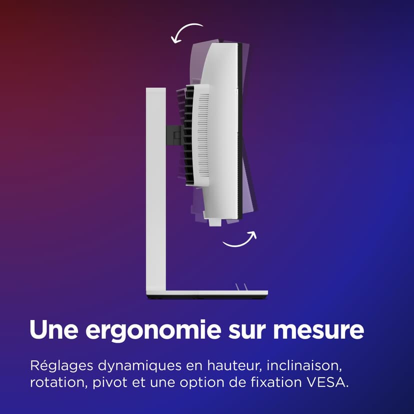 Lenovo Legion Pro 34WD-10 - Écran Gaming de 34" Incurvé avec Eyesafe (WQHD, OLED, 240Hz, 0.03ms, HDMI+DP, Cable DP, AMD FreeSync Premium Pro, Haut-parleurs) Réglage en Inclinaison - Noir-Blanc - 3