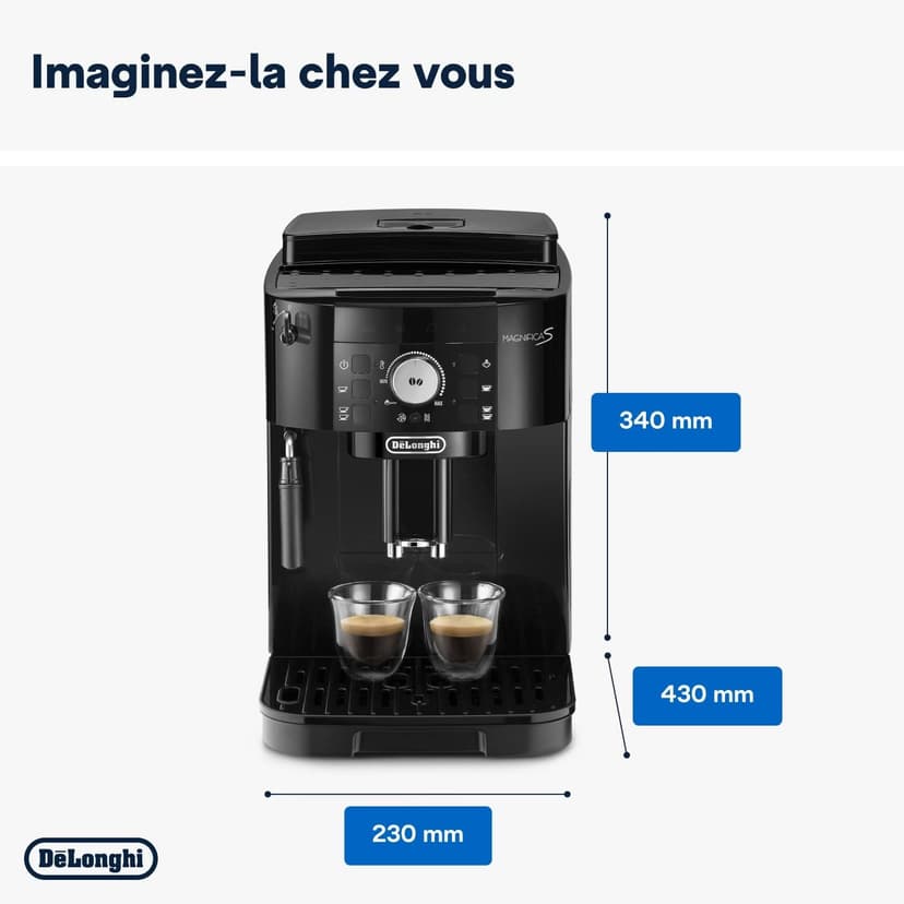 De'Longhi Magnifica S ECAM11.112.B, Kaffeevollautomat mit Milchaufschäumdüse für Cappuccino, mit Espresso Direktwahltasten und Drehregler, 2-Tassen-Funktion, Schwarz - 3
