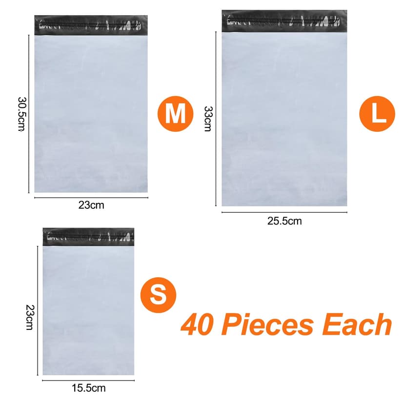 Chiluxendo 120pcs Mailing Bags Mix L/M/S, Vinted Shipping Bags, Self Adhesive Parcels, Plastic Mailing Bags, Mailing Bags, Non-Transparent, for Garment, Book, Shoes - 2