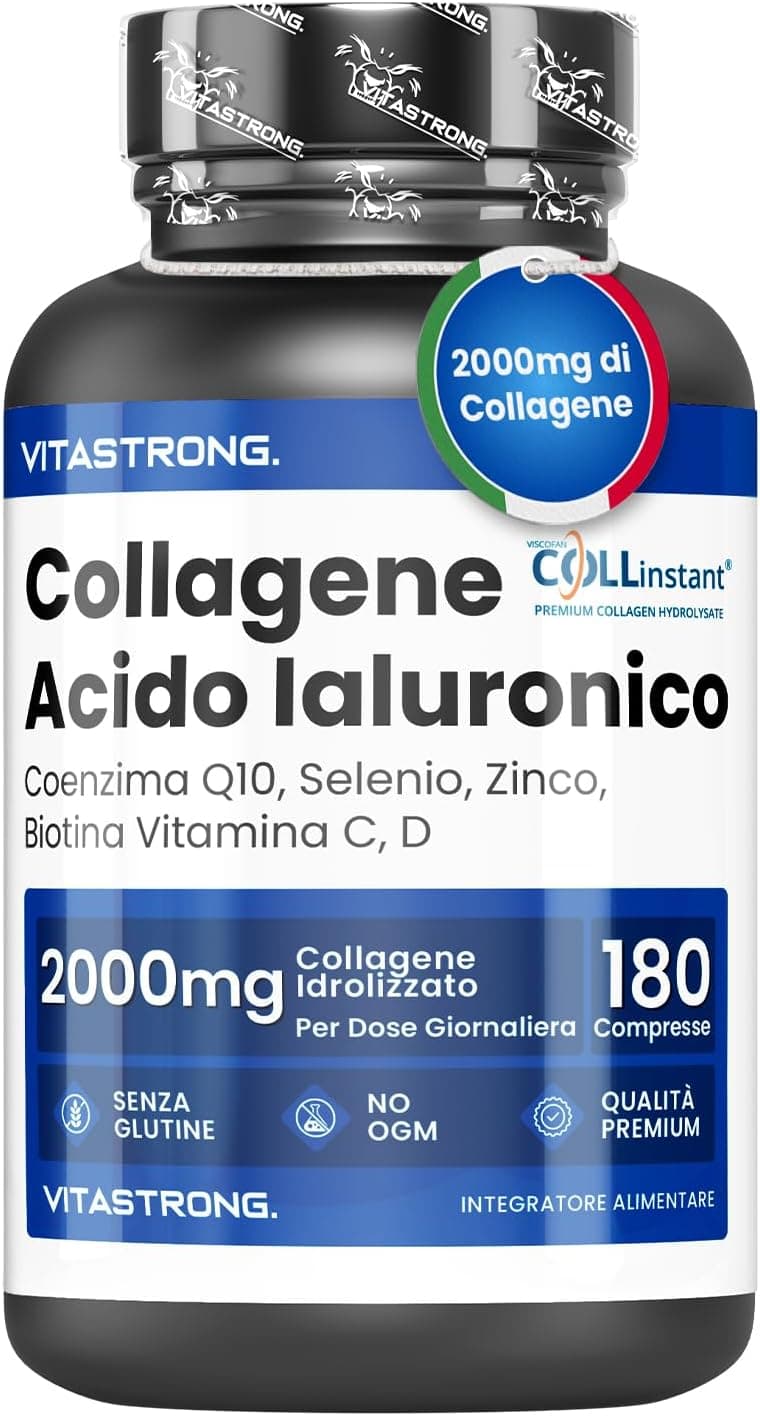 Collagen and Hyaluronic Acid 180 Tablets, 2000mg Hydrolyzed Collagen Quality COLLinstant with Biotin, CoQ10, Zinc, Selenium, Vitamin C & D, Collagen Supplements for Women and Men, Skin, Bones, Joints - 1