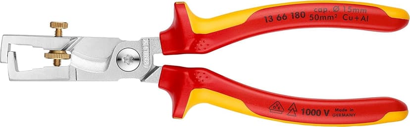 KNIPEX Strix Insulation Strippers with Cable Shears Self-Service Card Chrome-Plated Insulated with Multi-Component Grips, VDE-Tested, 13 66 180 SB - 3