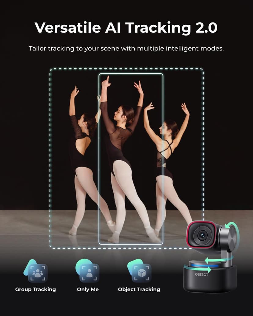 OBSBOT Tiny 3 AI-Powered Spatial Audio 4K Webcam, AI Tracking PTZ Camera with 1/1.28" Sensor, Tri-Mic, Voice & Gesture Control, 120FPS, HDR, Web Cam for PC, Laptop, Streaming, Meeting, Switch 2, etc. - 6