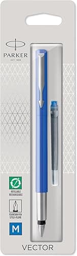 Parker Vector stylo plume | Bleu | pointe fine | encre bleue | emballage blister