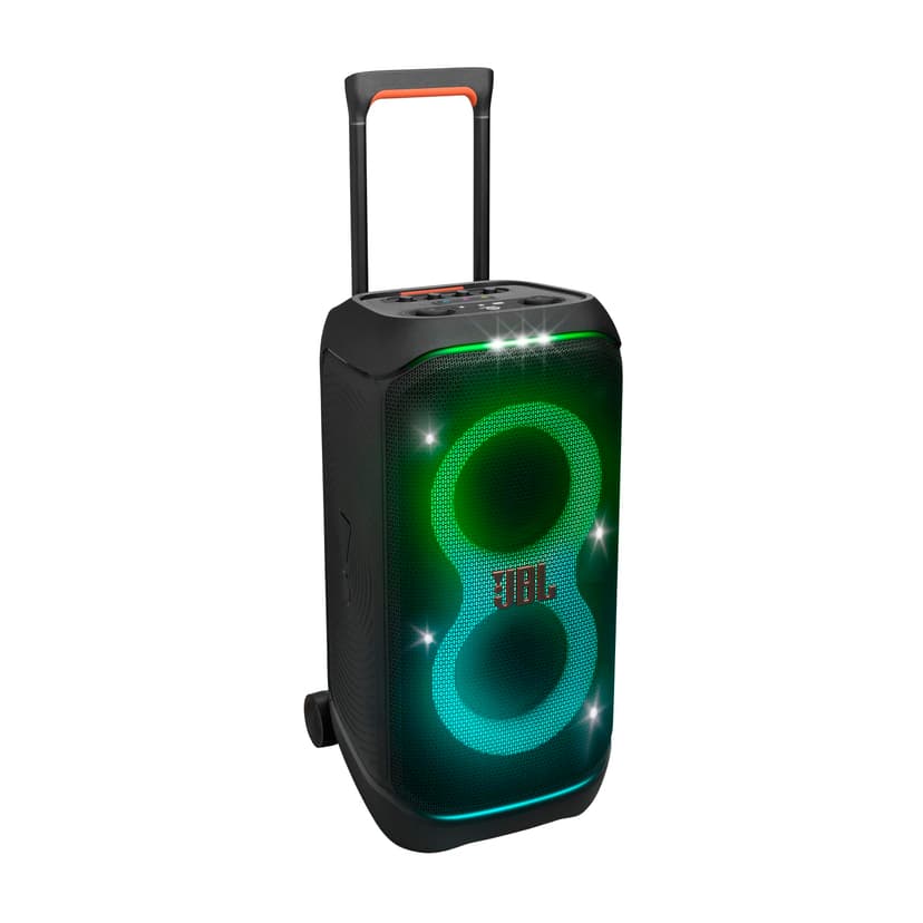 JBL PartyBox Stage 320 Portable Bluetooth Party Speaker with Wheels and Telescopic Handle, Pro Sound, Splashproof Design, Light Show, AI Sound Boost, 18-Hour Playtime, Black, EU Plug (Type C) - 1