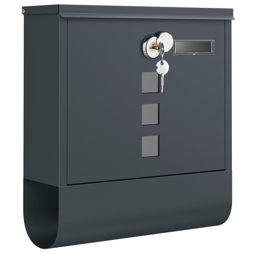 SONGMICS GMB20AG Wall-Mounted Post Box with Lock with Rotating Lid, Viewing Window, Name Holder, Newspaper Compartment, Easy Assembly, 10 x 30.8 x 33.8 cm, Charcoal Grey - 1
