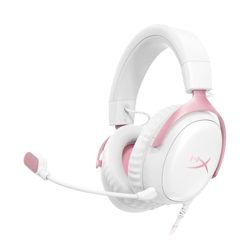 HyperX Cloud III – Wired Gaming Headset, PC, PS5, Xbox Series X|S, Angled 53mm Drivers, DTS, Memory Foam, Durable Frame, Ultra-Clear 10mm Mic, USB-C, USB-A, 3.5mm – Pink - 1