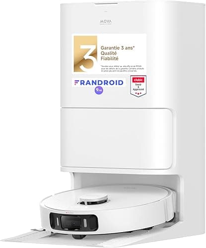 Mova E40 Ultra Robot Aspirapolvere e Lavapavimenti 19000Pa con Svuotamento Automatico, Autopulizia Panno, Sollevamento 10.5mm e Rilevamento Ultrasuoni Tappeti