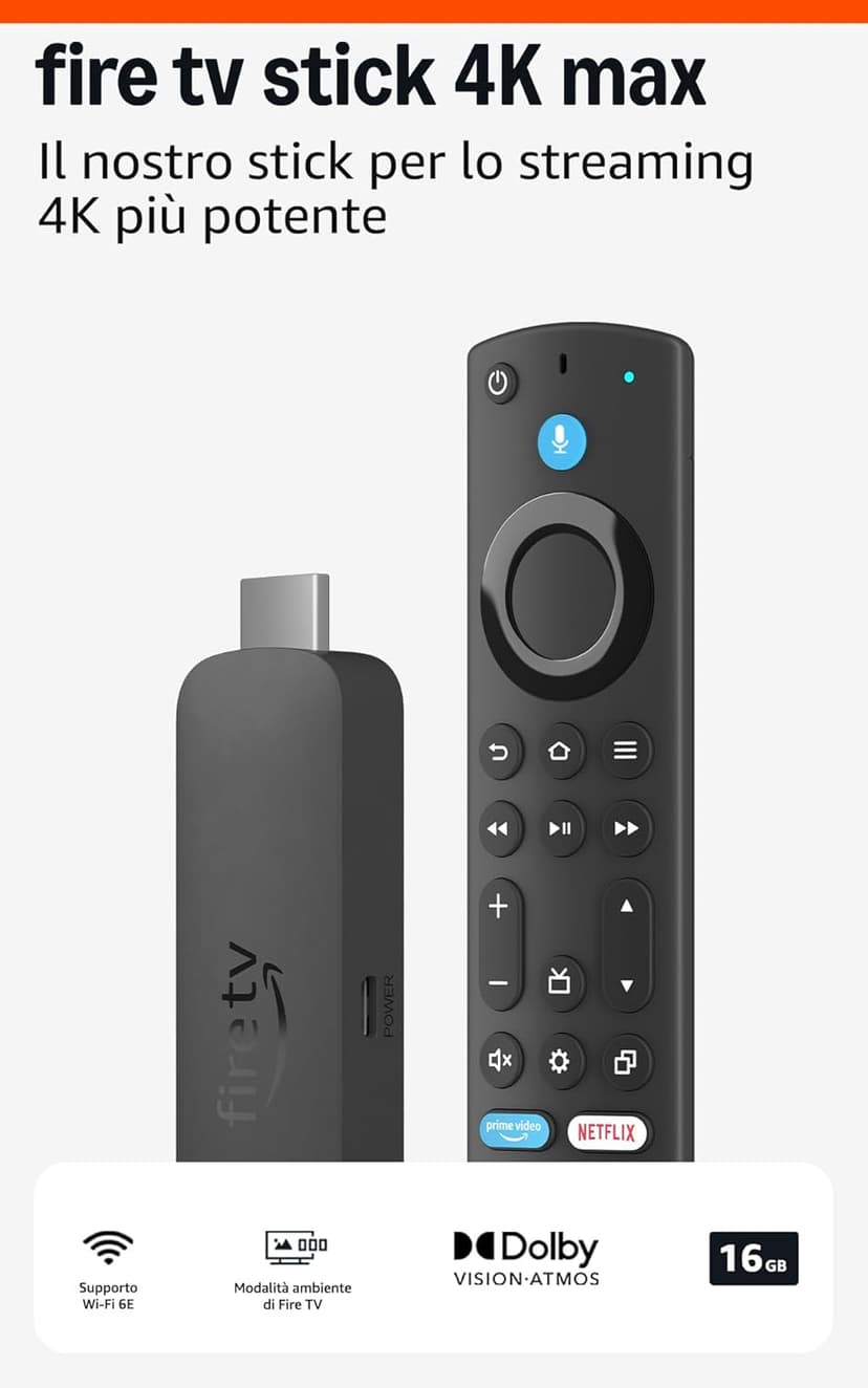Amazon Fire TV Stick 4K Max (Nouvelle génération), Appareil de streaming avec fonctionnalité Écran dynamique et prenant en charge le Wi-Fi 6E - 1