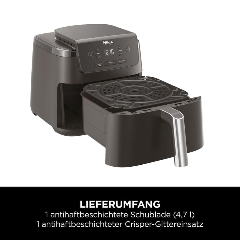 Ninja Luftfritteuse 4,7L 3in1 Luftfritteuse Fritteuse Heißluftfritteuse Heißluftfritteuse 1-2 Portionen Digital Tiefkühlfach Antihaft-Fritteuse Frittierkorb 2000W Schwarz AF110EU - 8