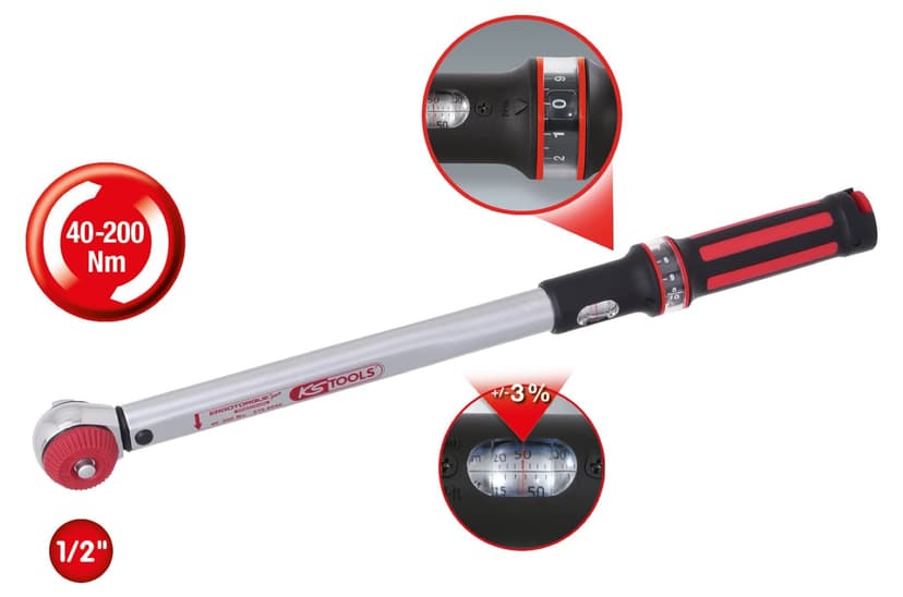 KS Tools 516.6042 1/2 "ERGOTORQUE®precision torque wrench 40-200 Nm with Quick-Lock knob ratchet head - 2