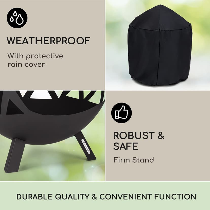 blumfeldt Fire Pits for Garden, Fire Bowl Camping Firepit, Outdoor Wood Burners for Camp Firepit with Steel Base Stand, Outside Fireplace Log Burner w/Poker, Circular Weatherproof Firebowl for Garden - 3