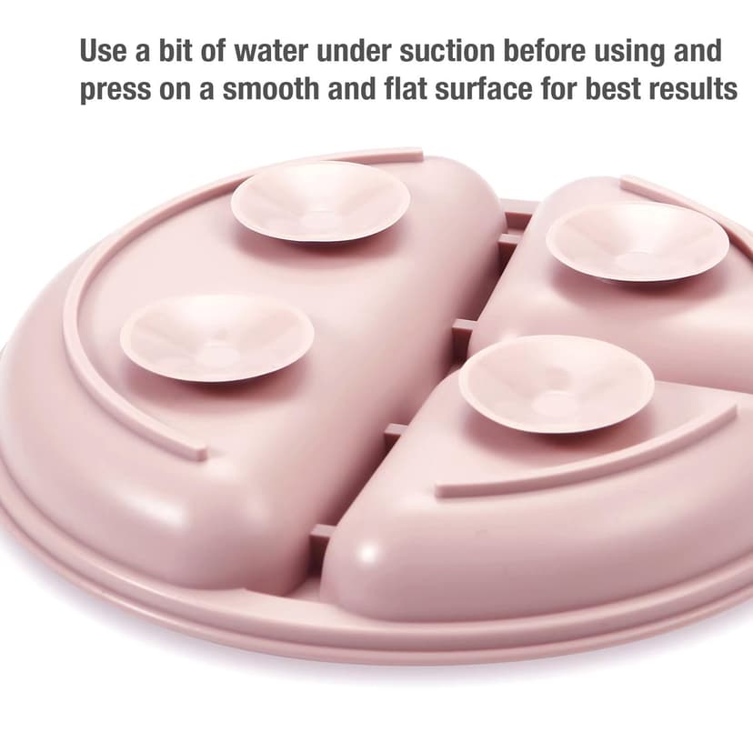 PandaEar 2 Pack Silicone Baby Suction Plates with 2 Spoons 2 Forks for Weaning Girls, Sectioned Divided Baby Weaning Plates, Toddler Dinner Plates Set for Toddlers Kids Childrens, BPA-Free, Pink - 5