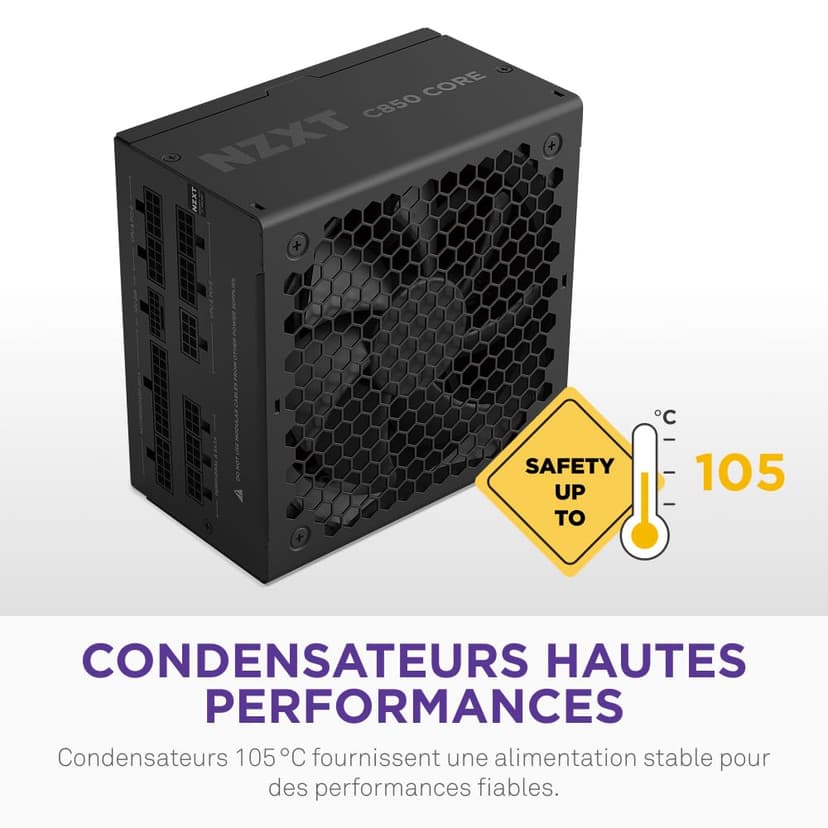 NZXT C850 Gold Core - 850W ATX 3.1 Power Supply - 80 PLUS Gold - Cybenetics Platinum - Fully Modular - PCIe 5.1 600 W 12 V-2x6 - Zero RPM Fan - 10°C Capacitors - Black - 8