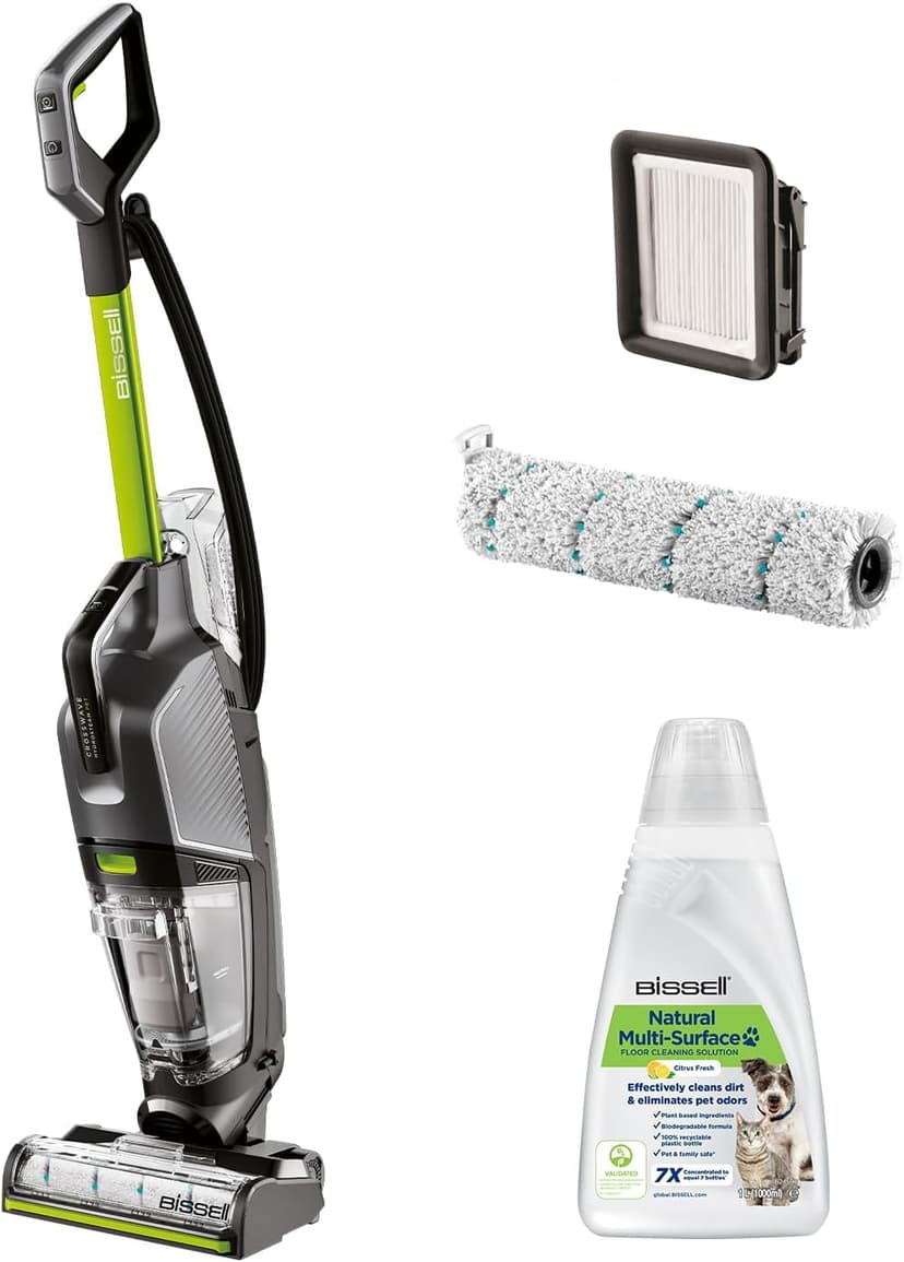 BISSELL CrossWave HydroSteam PET, Aspirateur Balai Laveur à Câble, Aspire, Lave & Sèche, Nettoyeur Vapeur Puissant, Idéal pour Ménages avec Animaux Domestiques, Nettoyeur a Eau Multi-surfaces, 3517N - 1