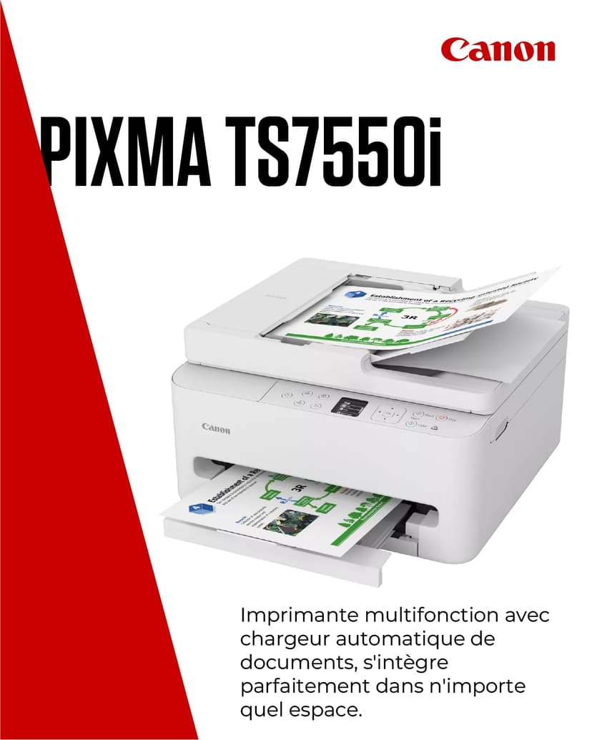 Canon PIXMA TS7550I - WLAN Multifunction Printer with ADF, Paper Cassette and Front Operation | Wireless Printing from Smartphone Made Easy PIXMA Print Plan Compatible - 2