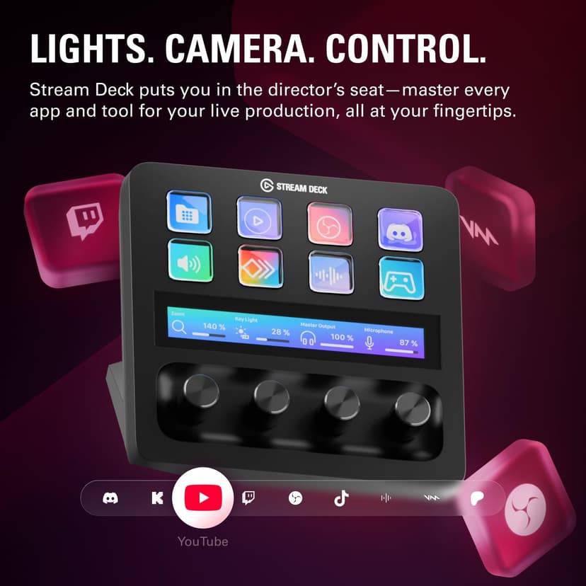 Elgato Stream Deck +, Audio Mixer, Production Console and Studio Controller for Content Creators, Streaming, Gaming, with customizable touch strip dials and LCD keys, works with Mac and PC - 2