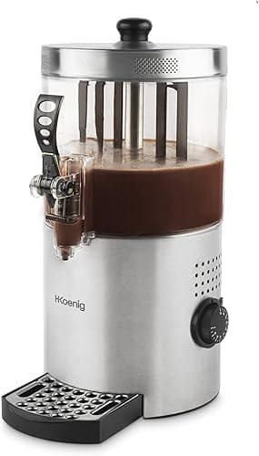H.Koenig Distributeur à Chocolat Chaud Acier inoxydable SHK800, 1200W, Cuve amovible de 3L, Thermotast réglabable, Maintien au chaud, Système anti-goutte, Compatible Lave-vaisselle