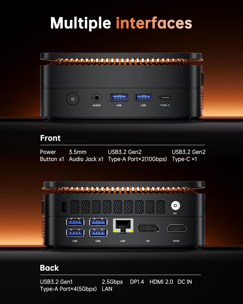 NiPoGi Hype H1 Mini PC ΑМD 7735HS (Max 4.75GHz, 8C/16T) 16GB LPDDR5 5500MHz/512GB M.2 2280 NVMe PCle3.0x4, DP1.4+HDMI 2.0+Type-C 4K Triple Display/ WiFi6/BT5.2 Desktop PC W-11 - 5