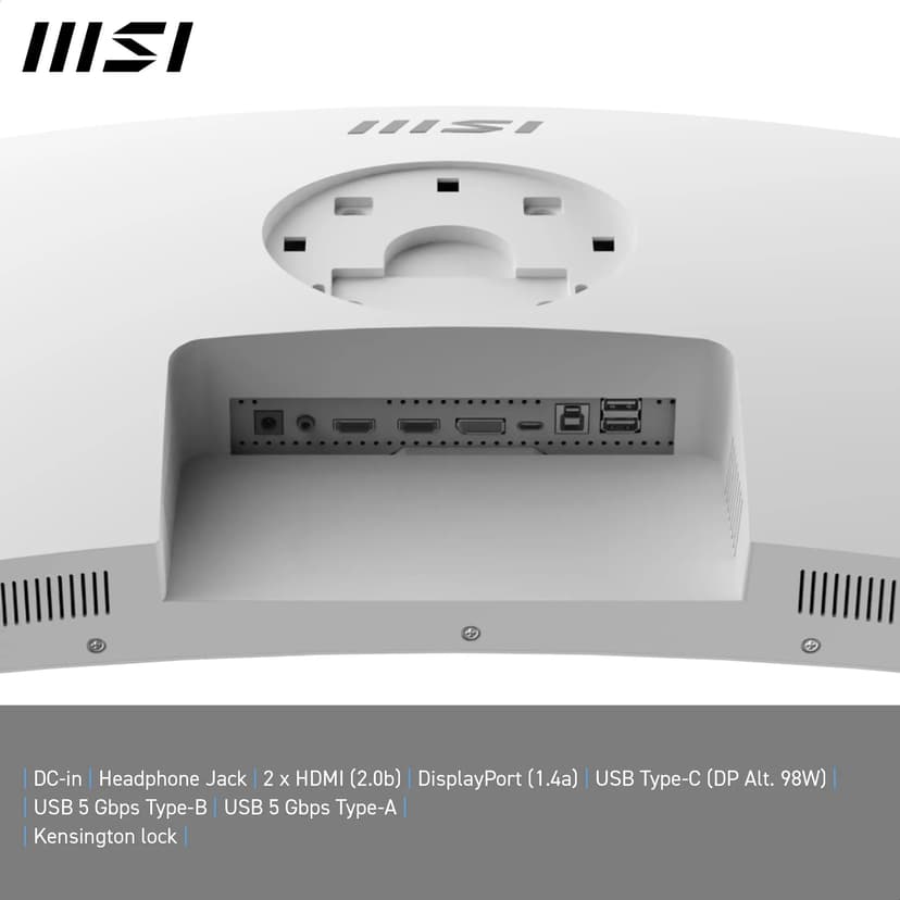 MSI Modern MD342CQPW 34" Curved Monitor UWQHD 1500R, 3440x1440 VA Panel, 21:9, KVM, Pip/PBP, 120Hz, 300 nits, Anti-Glare, Built-in Speakers, 3-Way Adjustable, HDMI 2.0b - 7