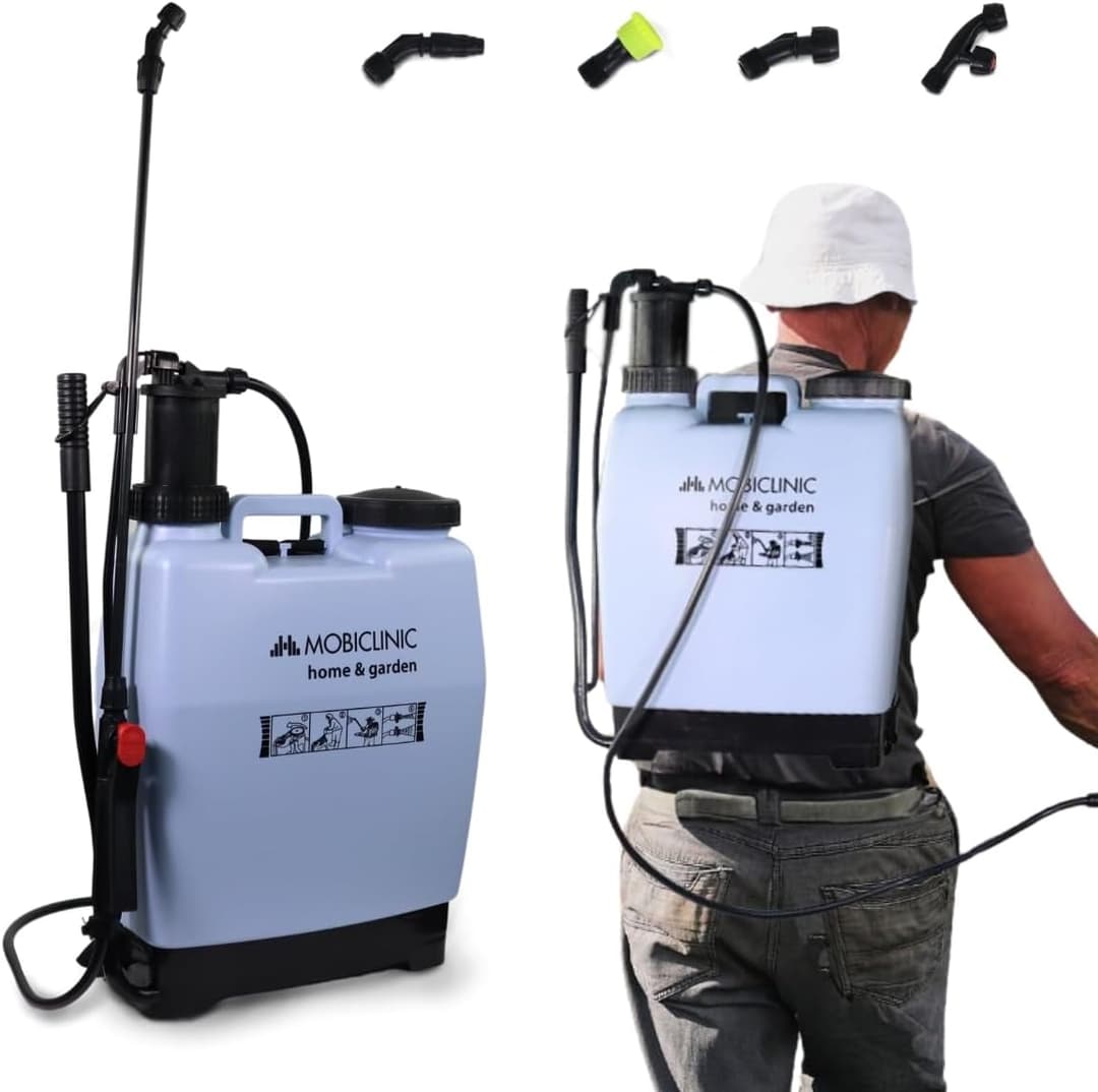 Mobiclinic®, Pump Sprayer, 16 L, Gardening, Pump Pressure, 4 Adjustable Nozzles, Lightweight 2 kg, Sprayer, Irrigation, Pest Control, Plant Care, Fumibug