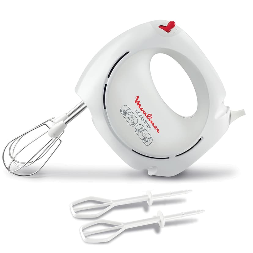 Moulinex Easymax, Batteur électrique, 200 W, 2 vitesses, 2 jeux de fouets inclus, Ergonomique, Compact, Blanc ABM11A30 - 1