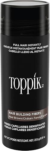 Toppik Hair Building Fibres Powder, Medium Brown, 27.5g Bottle - for A Thicker-looking Hairline, Crown and Beard, Instant Thinning Concealer for Men and Women 