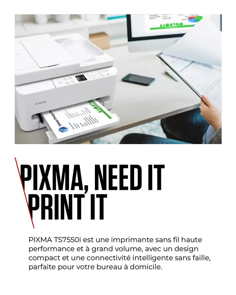 Canon PIXMA TS7550I - WLAN Multifunction Printer with ADF, Paper Cassette and Front Operation | Wireless Printing from Smartphone Made Easy PIXMA Print Plan Compatible - 3