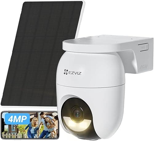EZVIZ 2K+ Caméra Extérieure sans Fil avec Mode AOV, Caméra à Batterie PT avec Détection de Personnes et de Véhicules, Vision Nocturne Couleur & Défense Active, WiFi 6, CB8 Lite 4MP+5W Panneau Solaire
