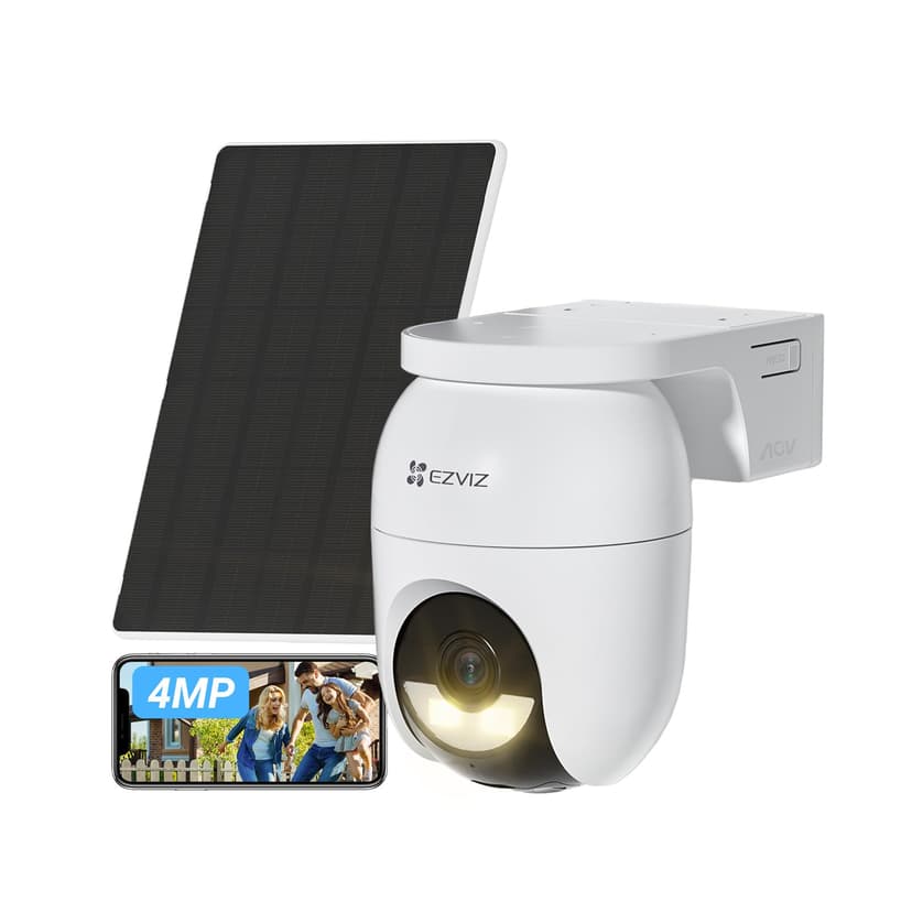 EZVIZ 2K+ Caméra Extérieure sans Fil avec Mode AOV, Caméra à Batterie PT avec Détection de Personnes et de Véhicules, Vision Nocturne Couleur & Défense Active, WiFi 6, CB8 Lite 4MP+5W Panneau Solaire - 1