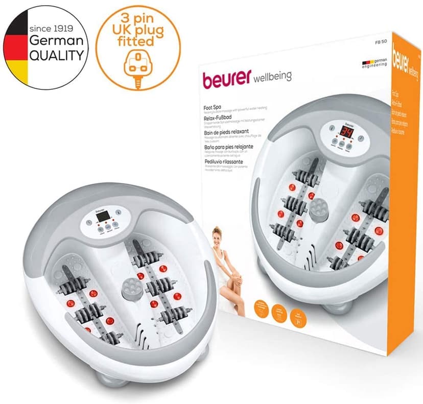 Beurer FB50 Bain de Pieds Relaxant, Balnéothérapie avec Accessoires de Pédicure, Chauffage de l'eau, Massage Vibrant à Bulles, Points de lumière Infrarouge et Thérapie par Champs Magnétiques - 5