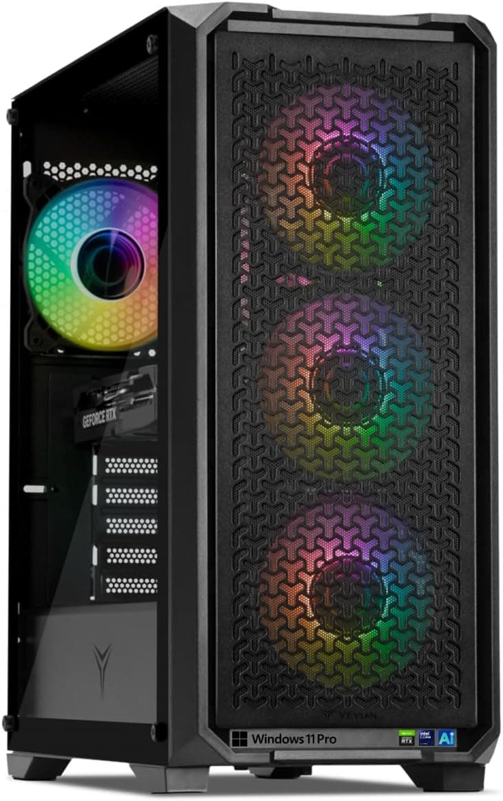 YEYIAN PC Gaming VR Esports AI Intel Core Ultra 5 225F 10 Core 4.9GHz Nvidia GeForce RTX 5060 8GB GDDR7 32GB DDR5 6000MHz 1TB SSD Gen 4 WiFi 6+BT 5.3 LAN 2.5GB Win 111 Pro - 1