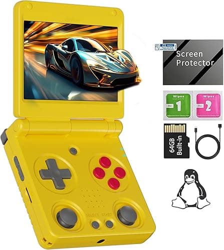 RG34XXSP Retro Handheld Game Console RG34XX SP Retro Gaming Console with 64G Preloaded Games,3300 mAh Battey,3.4 inch Screen Portable Pocket Arcade Support 30+ Simulators 5G WiFi Bluetooth HD Indigo