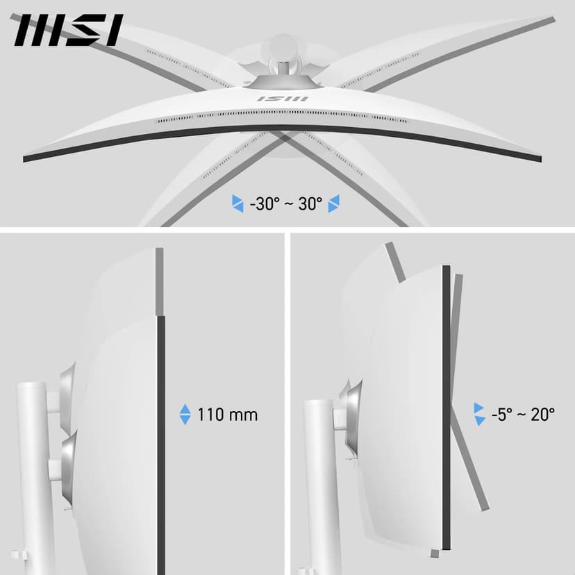 MSI Modern MD342CQPW 34" Curved Monitor UWQHD 1500R, 3440x1440 VA Panel, 21:9, KVM, Pip/PBP, 120Hz, 300 nits, Anti-Glare, Built-in Speakers, 3-Way Adjustable, HDMI 2.0b - 6
