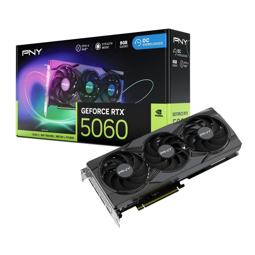 PNY GEFORCE RTX™ 5060 8GB ARGB Overclocked Triple Fan DLS… - 1