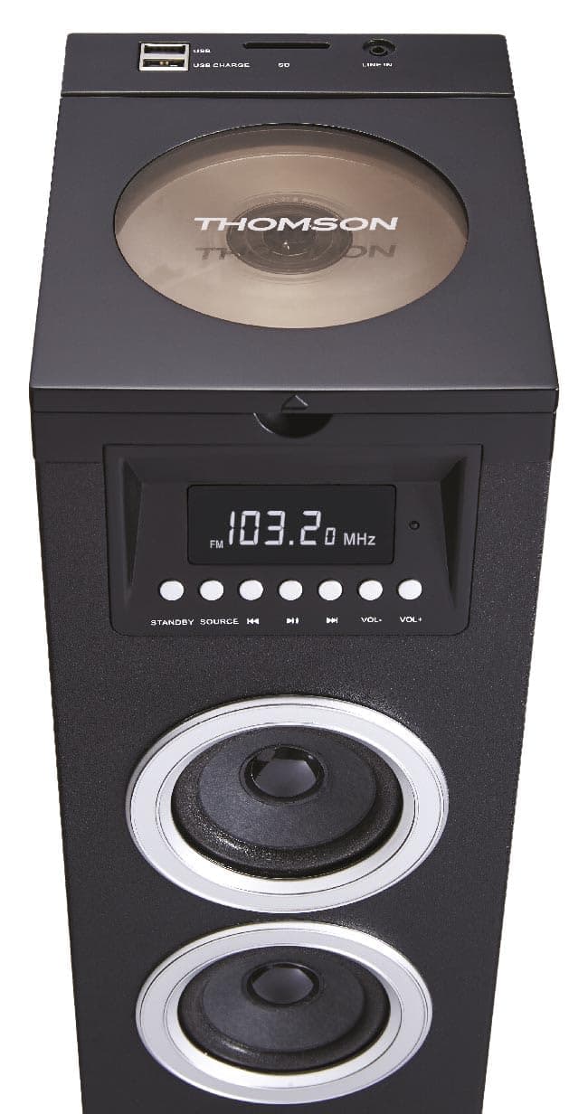 THOMSON Tour de Son Bluetooth avec Lecteur CD, Enceinte Colonne Hifi 60W, Radio FM, Port Aux et USB, MP3 et Affichage LED - Noir - DS120CD - 5