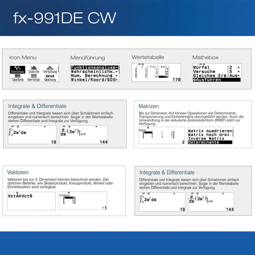 Casio FX-991DE CW ClassWiz Calculatrice Scientifique Technique, Menu en Allemand - 4
