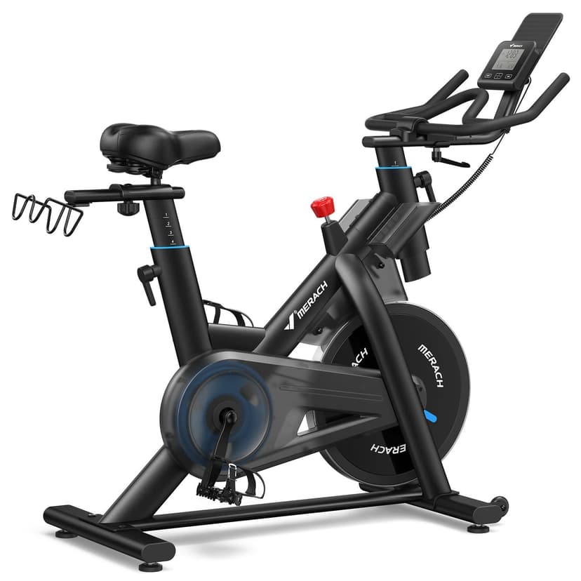 MERACH Heavy Duty Magnetic Exercise Bike with 22 lb Flywheel, 50% Improved Training Efficiency, Ultra-Quiet Design, Shock-Absorbing Extra Large Cushion, Indoor Bike with Exclusive App, Up to 350 lb - 1