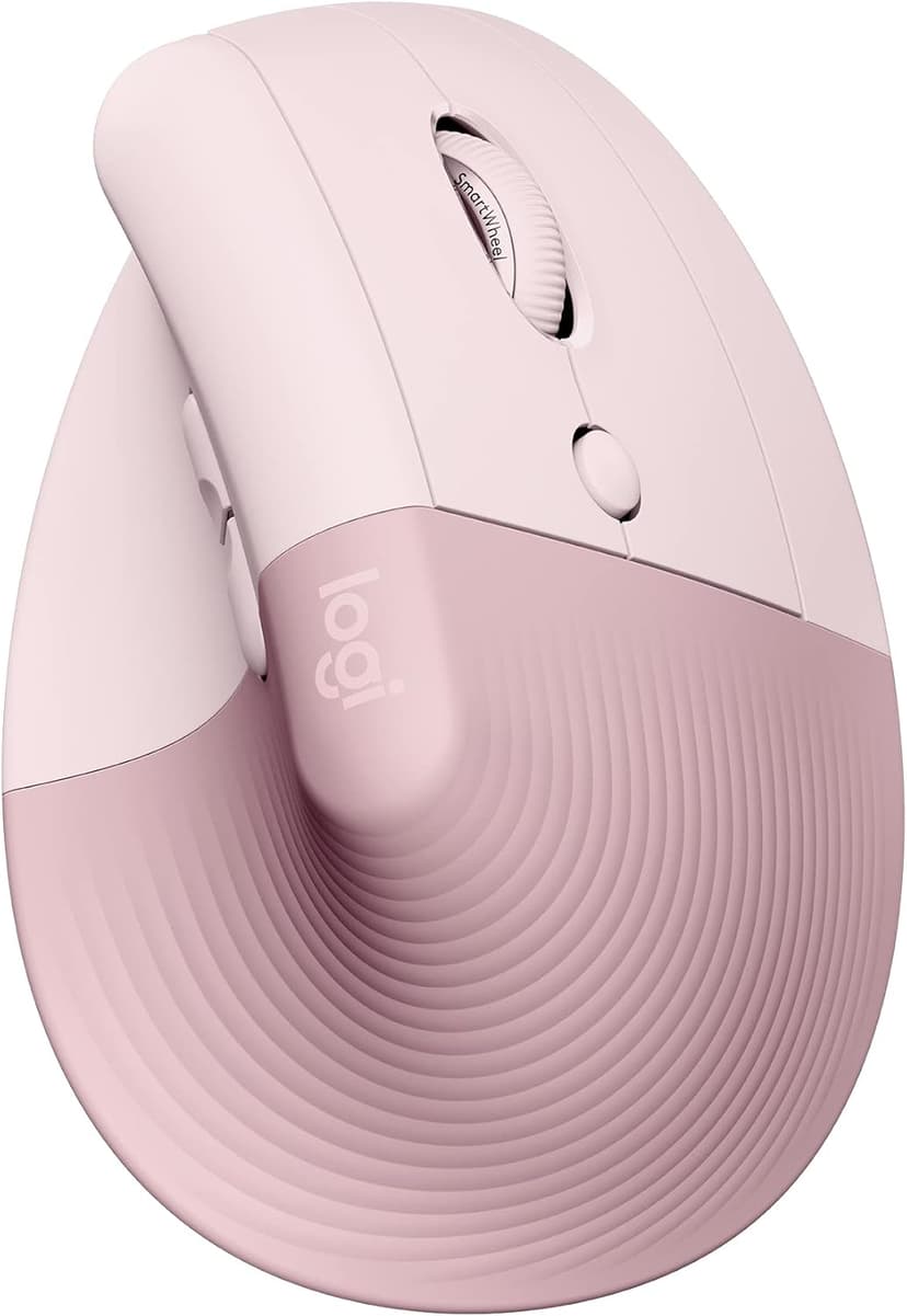 Logitech Lift Vertical Ergonomic Mouse, Wireless, Bluetooth or Logi Bolt USB receiver, Quiet clicks, 4 buttons, compatible with Windows/macOS/iPadOS, Laptop, PC - Pink - 1