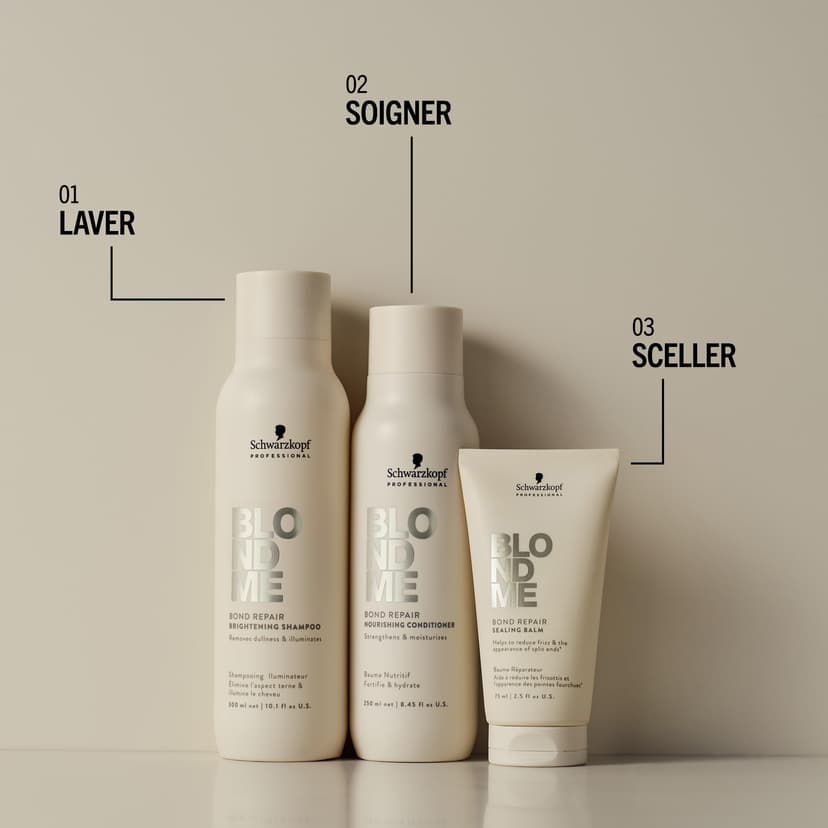 Schwarzkopf Professional BLONDME Bond Repair Brightening Shampoo Shampooing Anti Pollution Thé Blanc Hydratant Renforçant Et Profondément Nourrissant 300 ml - 5